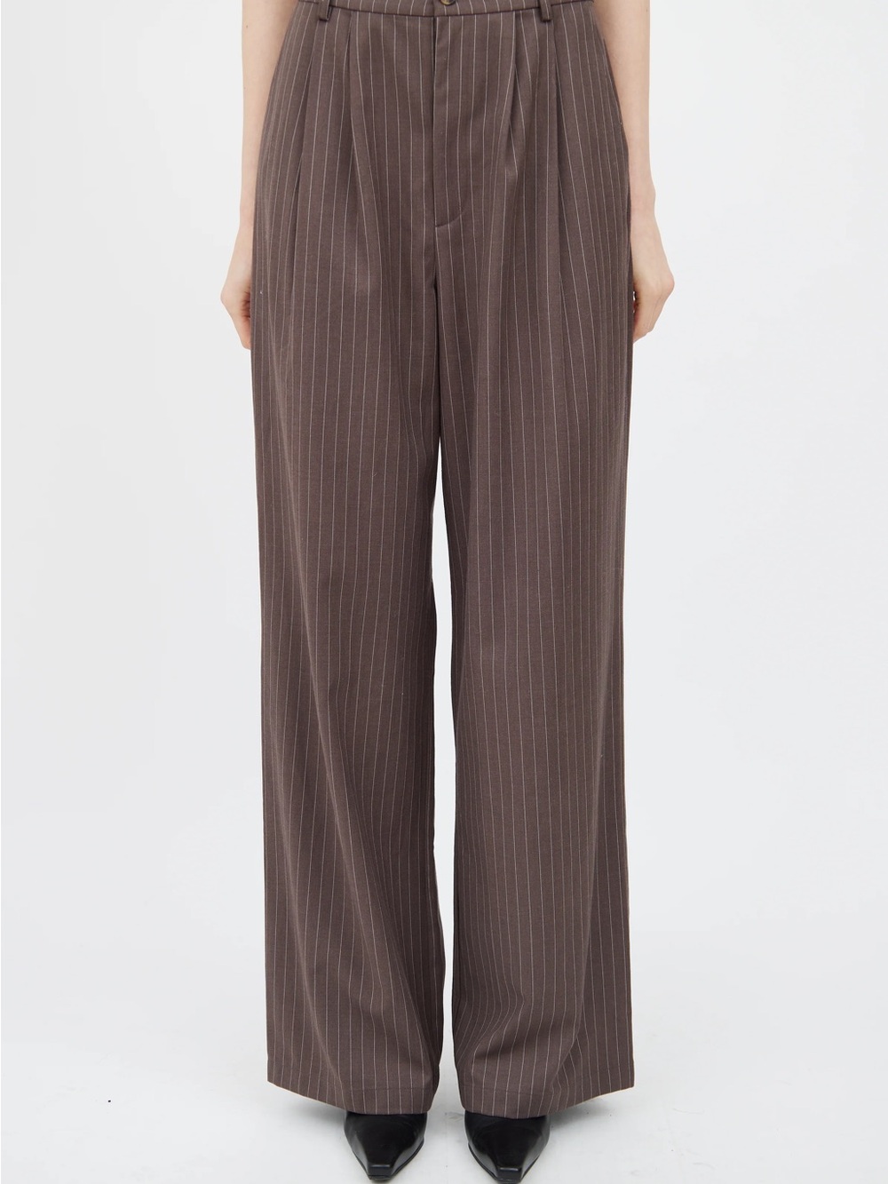 Reformation Brown Pinstripe Wide-Leg Men's Dress Pants